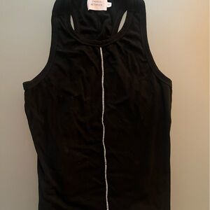 Things Between Black Sleeveless Top with Cream Detail